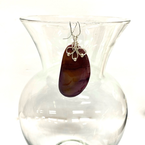 HANDMADE Mookaite Jasper Wire Wrapped Statement Pendant with SS Bead Accent - Picture 5 of 8